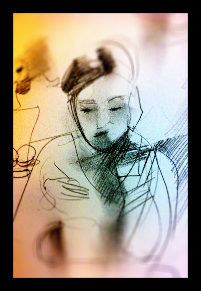 Quick Girl's Face, in a Cafe